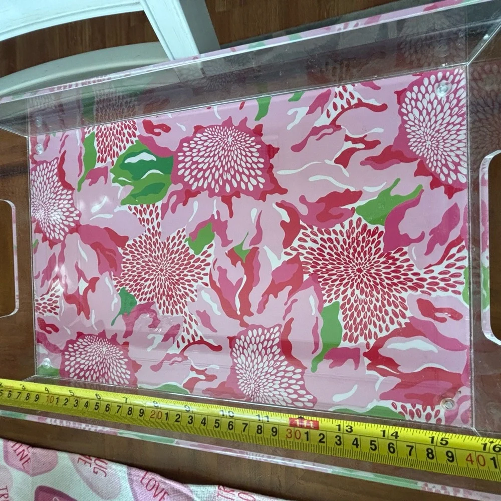 Lilly Pulitzer Pink floral tray New 17x11 gift Easter hostess Mothers Day